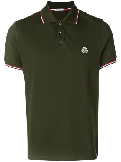 Moncler Tri-stripe Trim Polo Shirt - Green