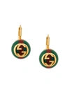 Gucci Web Interlocking Earrings In Green