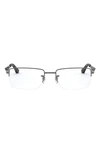 Ray Ban 53mm Semi Rimless Rectangular Optical Glasses In Gunmetal
