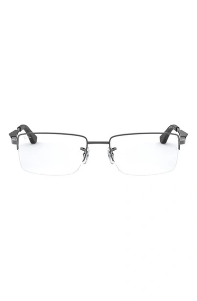 Ray Ban 53mm Semi Rimless Rectangular Optical Glasses In Gunmetal