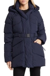 Canada Goose Marlow Belted Down Coat In Atlantic Nvy-bleu Mar Atlan