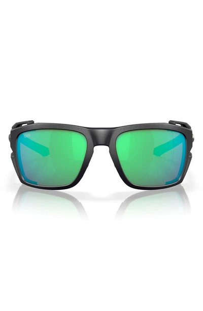 Costa Del Mar King Tide 8 60mm Polarized Rectangular Sunglasses In Green