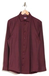 Soul Of London Pin Dot Stretch Button-up Shirt In Burgundy