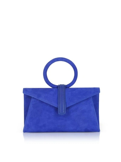 Complet Royal Blue Suede Valery Mini Clutch Bag W/shoulder Strap