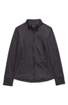Zella Girl Kids' Fleece Lined Performance Zip Jacket In Black