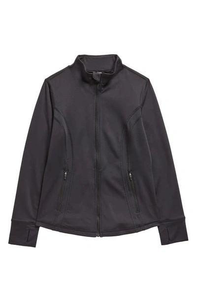 Zella Girl Kids' Fleece Lined Performance Zip Jacket In Black