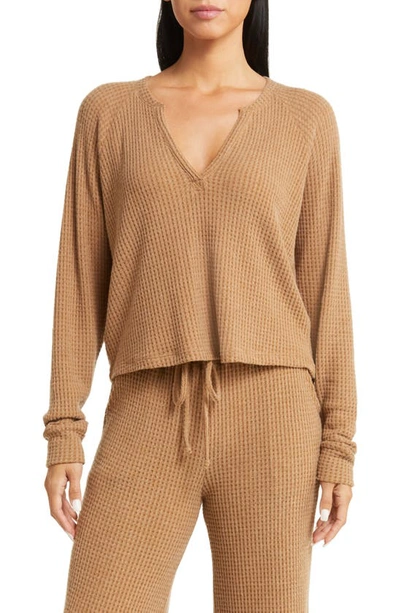Beyond Yoga Free Style Waffle Knit Pullover In Toffee
