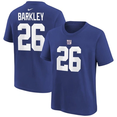 Nike Kids' Youth  Saquon Barkley Royal New York Giants Player Name & Number T-shirt