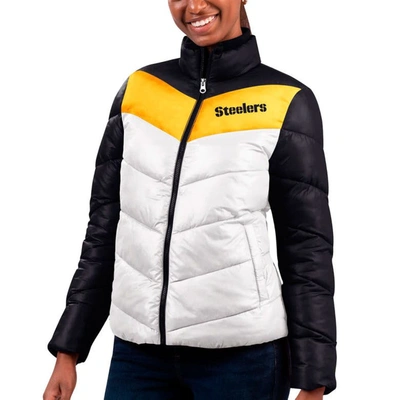 G-iii 4her By Carl Banks Women's  White, Black Pittsburgh Steelers New Star Quilted Full-zip Jacket In White,black