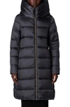 Save The Duck Lysa Quilted Hooded Longline Coat In Ebony Grey