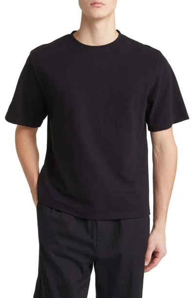 Wax London Dean Boxy Textured Organic Cotton T-shirt In Black