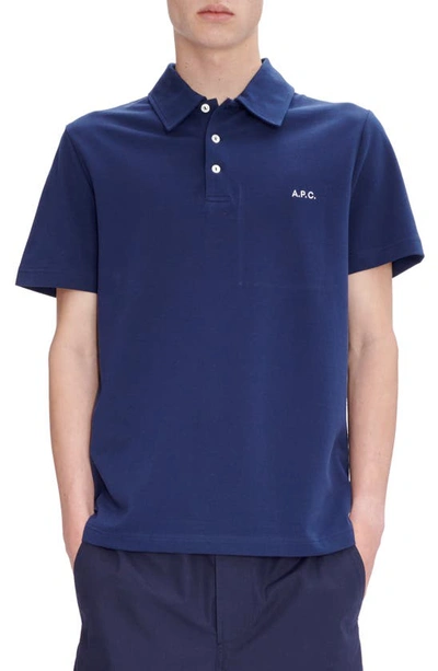 Apc Austin Polo Shirt With Logo Embroidery In Neutrals