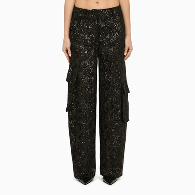 Rotate Birger Christensen Black Sequin Cargo Trousers