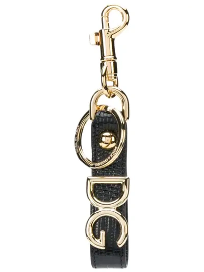 Dolce & Gabbana Logo Plaque Keychain In Black