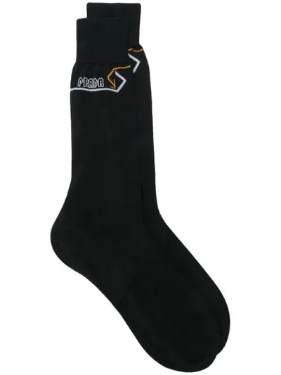 Prada Embroidered Socks - Black