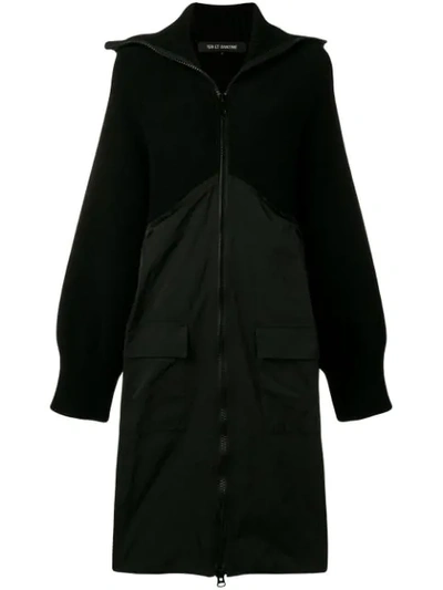Ter Et Bantine Rib Knit Hooded Coat - Black