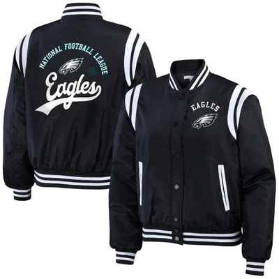 Wear By Erin Andrews Black Philadelphia Eagles Full-zip Bomber Jacket