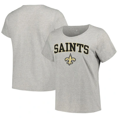 Fanatics Branded Heather Gray New Orleans Saints Plus Size Arch Over Logo T-shirt