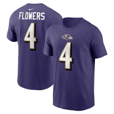 Nike Zay Flowers Purple Baltimore Ravens  Player Name & Number T-shirt