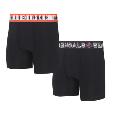 Concepts Sport Cincinnati Bengals Gauge Knit Boxer Brief Two-pack In Black,orange