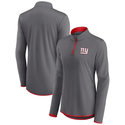 Fanatics Branded  Gray New York Giants Corner Long Sleeve 1/4 Zip Top