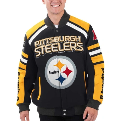 G-iii Sports By Carl Banks Black Pittsburgh Steelers Power Forward Racing Full-snap Jacket