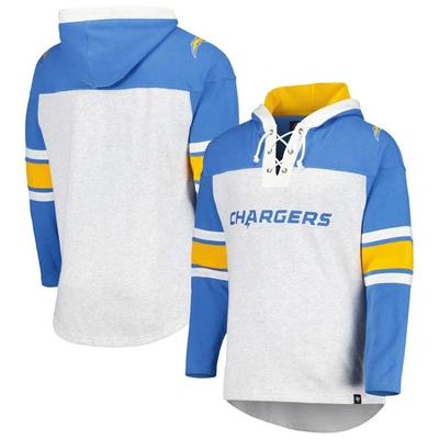 47 ' Los Angeles Chargers Heather Gray Gridiron Lace-up Pullover Hoodie