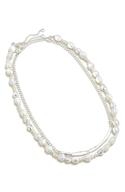 Madewell Assorted Set Of 2 Cultured Freshwater Pearl & Chain Necklaces In Light Silver Ox