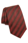 Hugo Boss Gradient Stripe Silk Tie In Dark Red