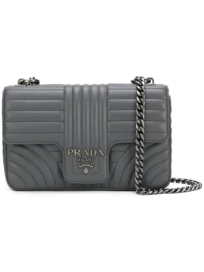 Prada Quilted Logo Shoulder Bag - Grey In Grey