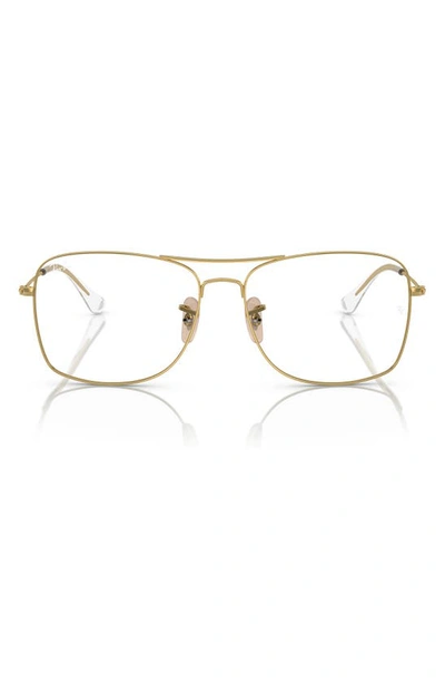 Ray Ban 57mm Square Optical Glasses In Gold Flash