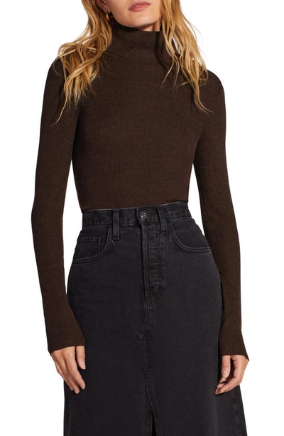 Favorite Daughter Amelia Rib Merino Wool Turtleneck Top In Coffee