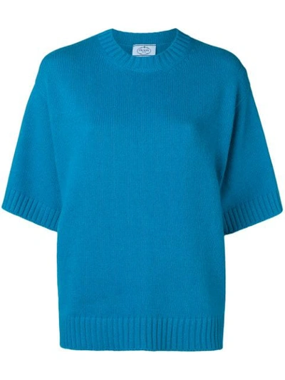 Prada Short-sleeve Knitted Top - Blue