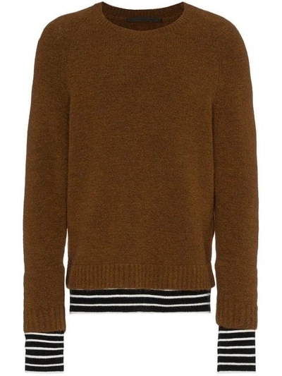 Haider Ackermann Wool And Cashmere-trimmed Knitted Jumper - Brown