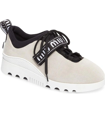 Miu Miu Logo Strap Platform Sneaker In Ivory