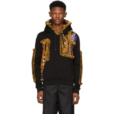 Versace Patchwork Baroque Sweatshirt Hoodie In A008 Black