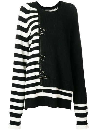 Haider Ackermann Oversized Striped Wool-blend Sweater In Black