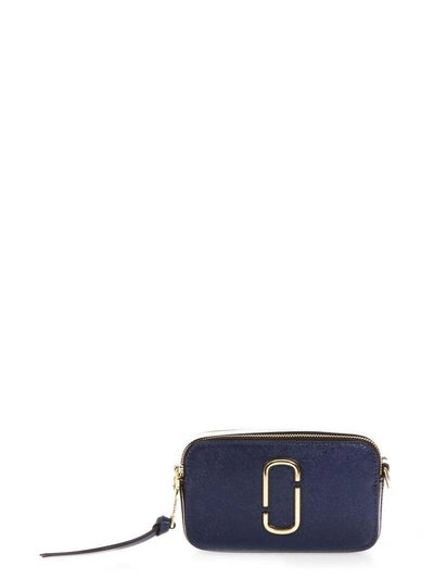 Marc Jacobs Blue Bag In Leather With Logo Print Shoulder Strap