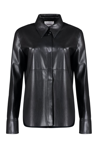 Nanushka Naum Vegan Leather Shirt In Black