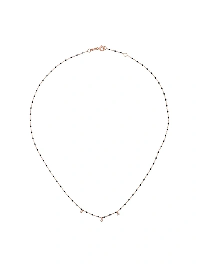 Gigi Clozeau 18kt Rose Gold Mini Gigi Diamond And Black Beaded Necklace