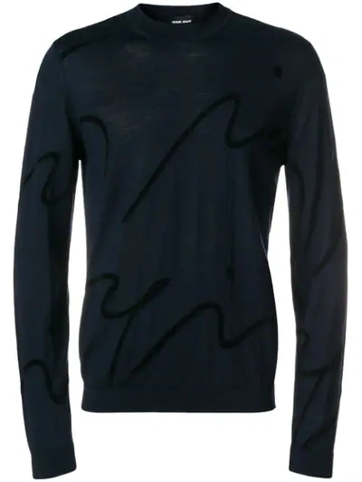 Giorgio Armani Abstract Design Sweater In Blue