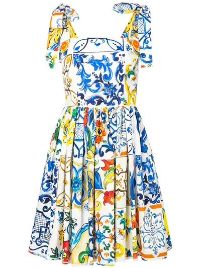 Dolce & Gabbana Majolica Print Dress In White