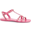Valentino Garavani Rockstud Flat Rubber Sandals In Pink