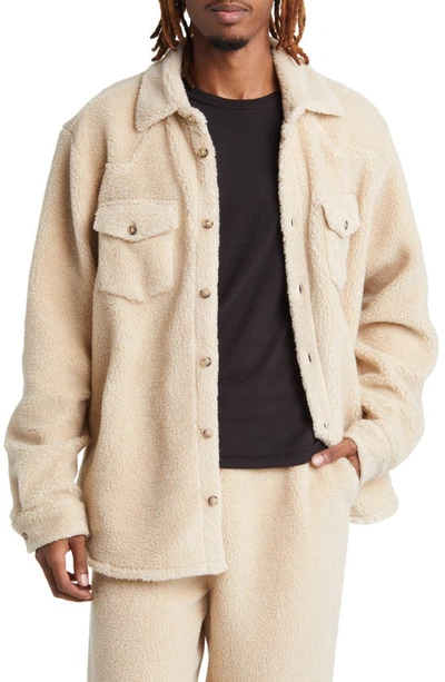 One Of These Days X Woolrich Western Faux Shearling Button-up Shirt In Cream