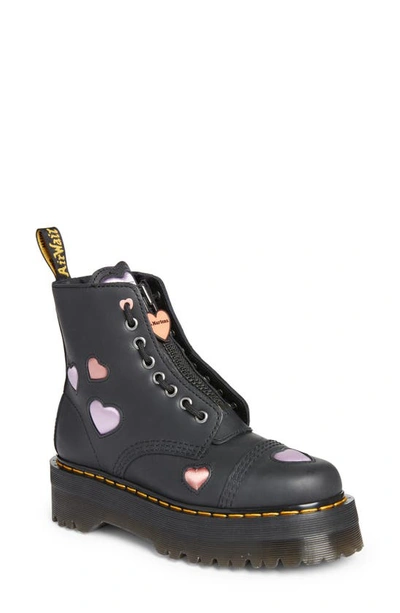 Dr. Martens' Sinclair Hearts Platform Boot In Black Lapstone