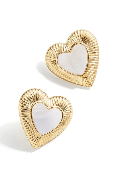 Baublebar Large Heart Statement Earrings In White/gold