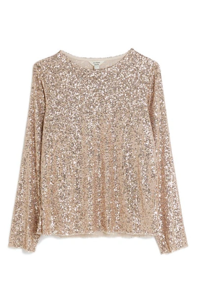 River Island Sequin Top In Rose