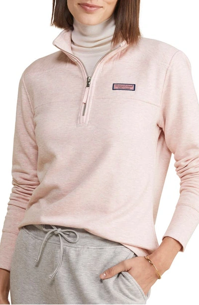 Vineyard Vines Shimmer Dreamcloth Half Zip Sweatshirt In Strawberry Cream Heather