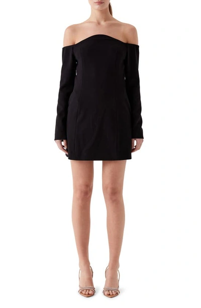 Sophie Rue Azariah Off The Shoulder Long Sleeve Minidress In Black