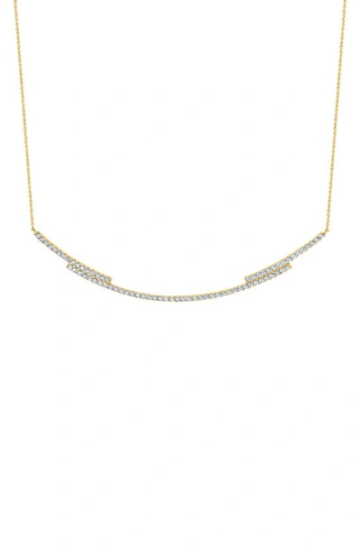 Crislu Cubic Zirconia Regal Long Bar Necklace In Gold